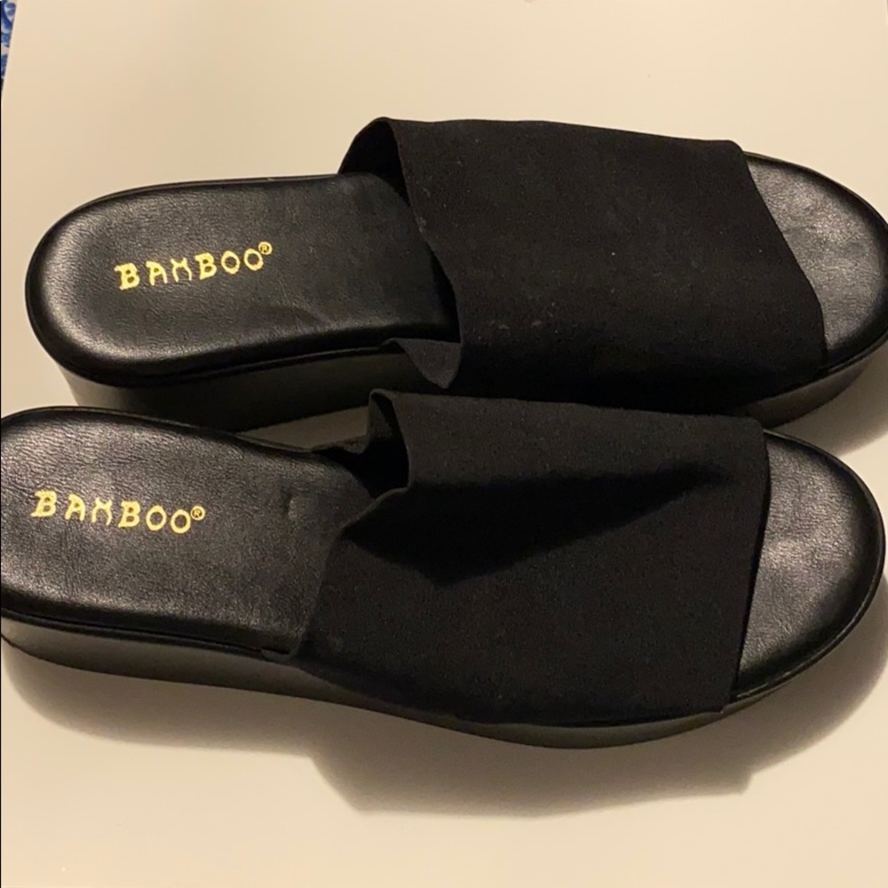 Bamboo slip on platform sandals